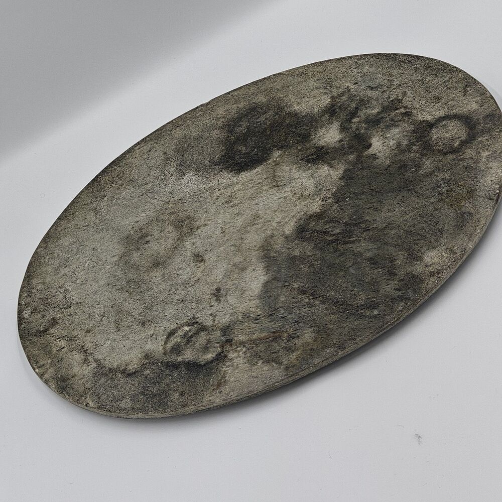 17" Gray Moon Concrete Cement Textured HEAVY Serving Tray w/ Corkboard Feet